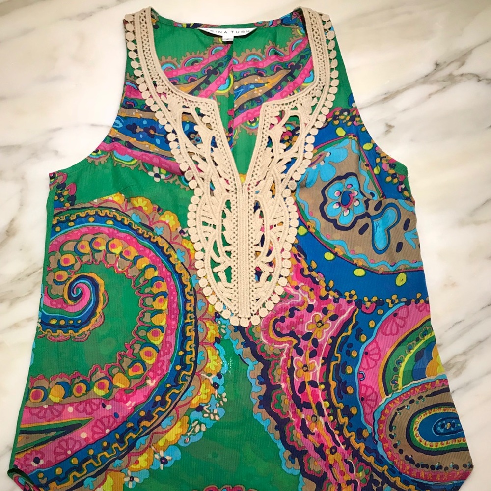 NWOT Trina Turk Summer Paisley Top